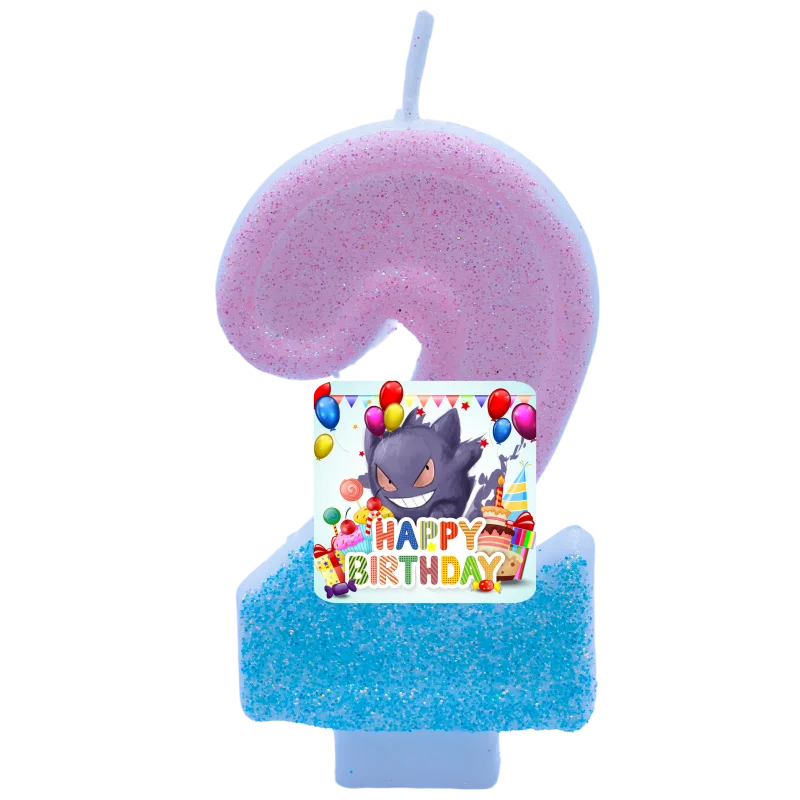 Velas de Pokémon Gengar con números del 0 al 9, figura de anime, suministros para fiesta de cumpleaños de Pokémon, decoración para pasteles, regalo popular