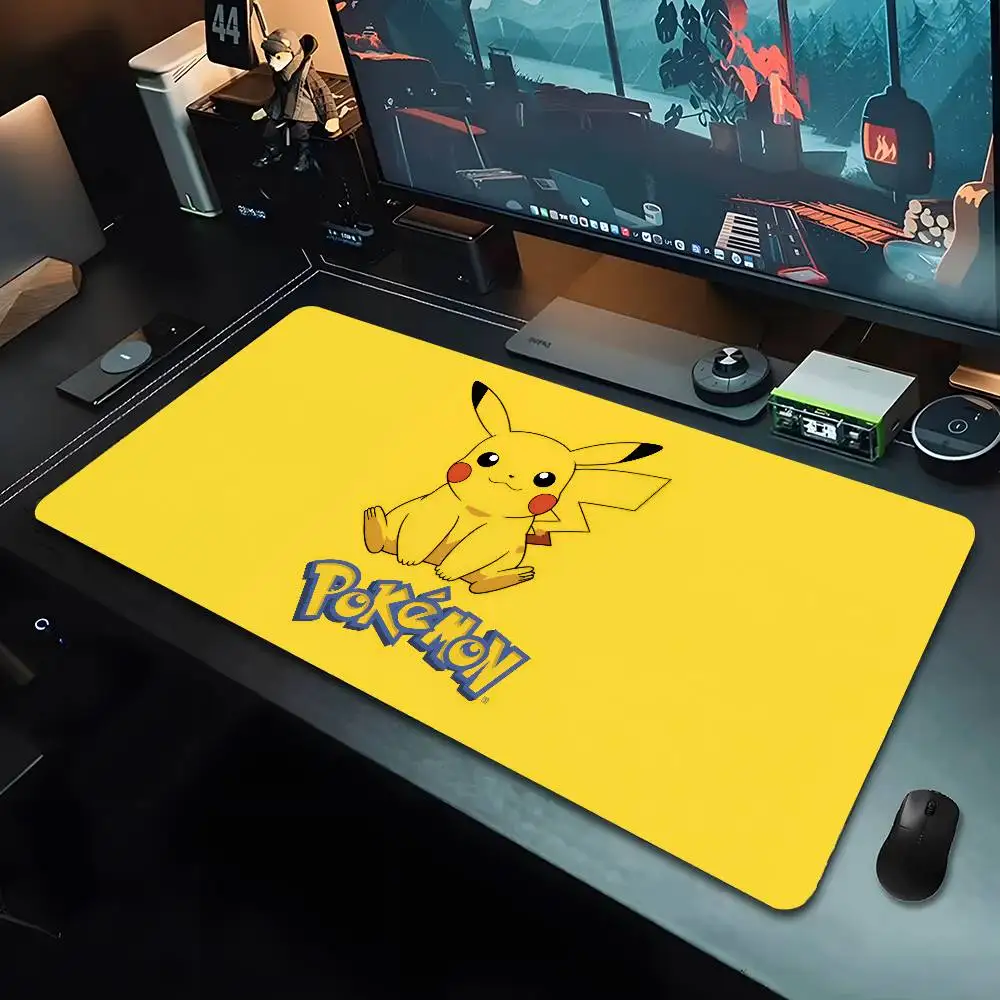 Mouse Pad P-pokemon Pikachu Computer Gaming Accessories Mousepad Laptop Desk Mat Gamer Carpet Locking Edge Rubber Mouse Pads