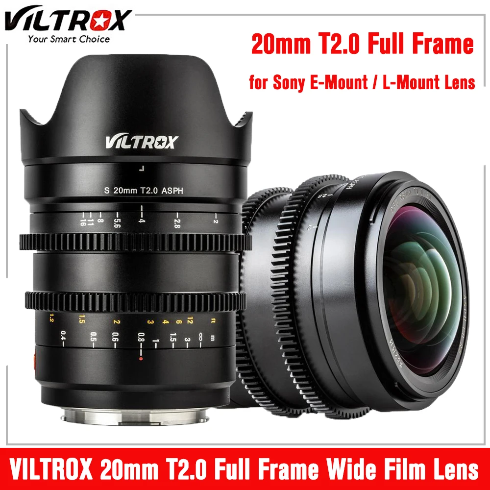 

Viltrox 20mm T2.0 Wide Film Lens Full Frame Prime Cinematic MF For SONY E-mount Lens A6600 A9 A7R3 A7R IV Panasonic/Leica L-moun