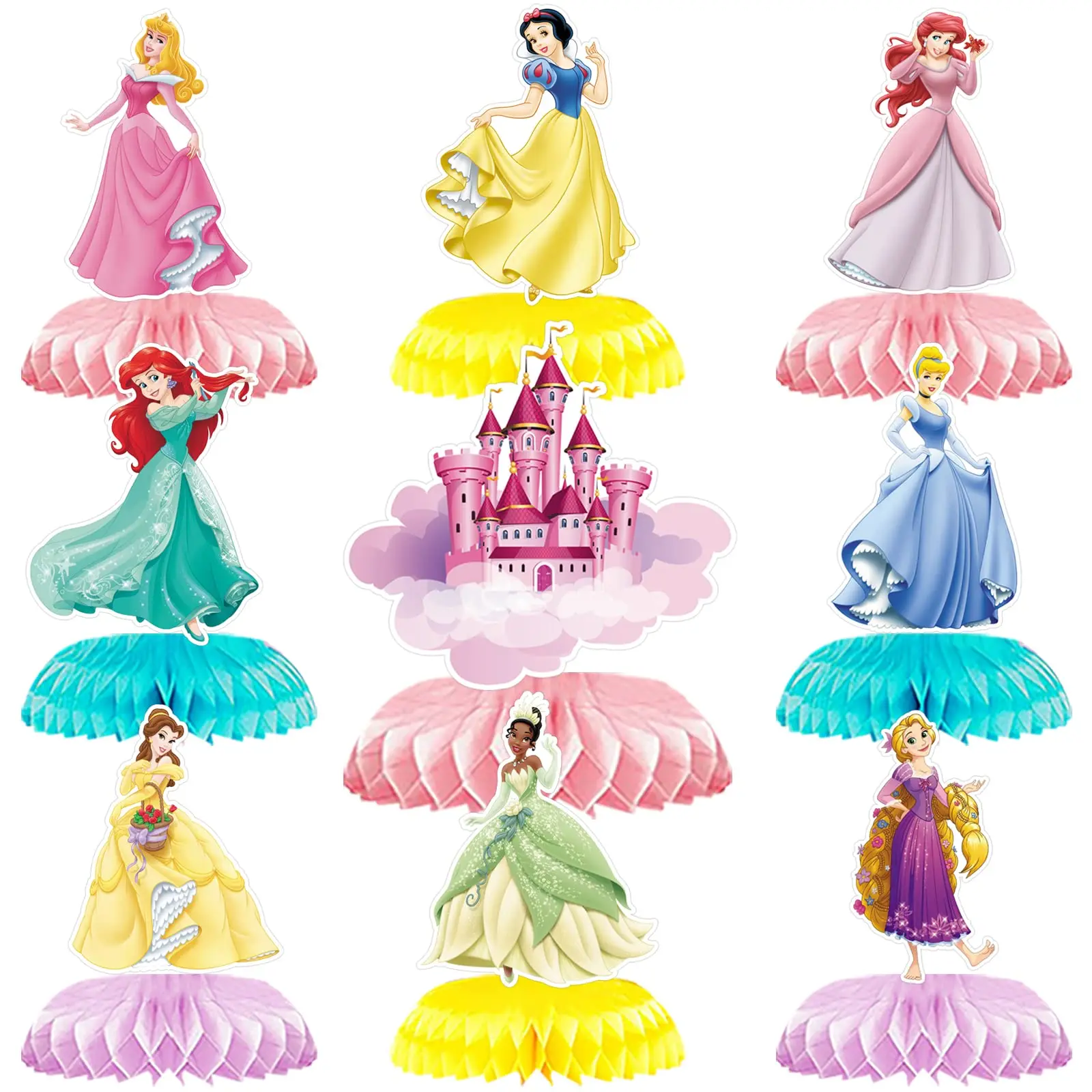 9pack Princess Party Honeycomb Centerpiece Table Decorations Princess Theme Birthday Party Supplies