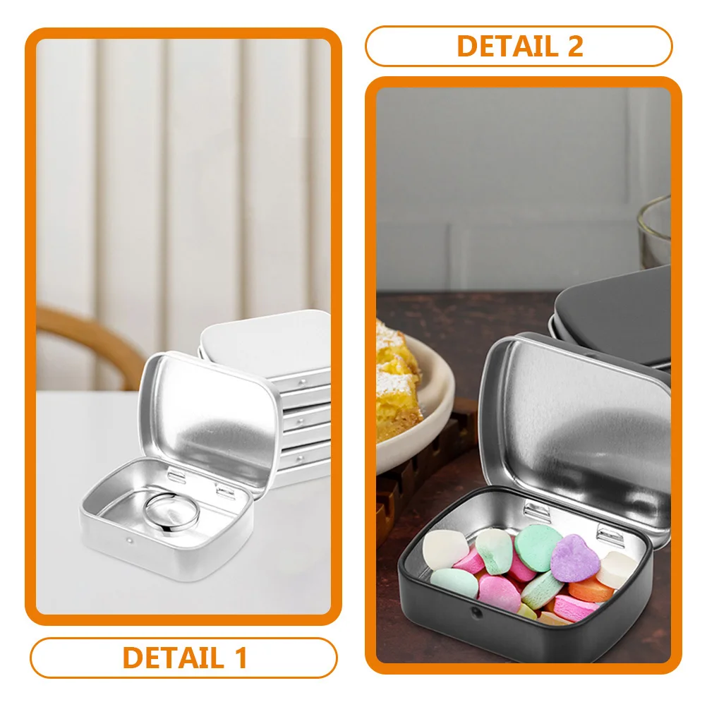 

6Pcs Iron Candy Storage Cases Fine Workmanship Smooth Polishing Curling Edge Design Practical Small Metal Box Organizer