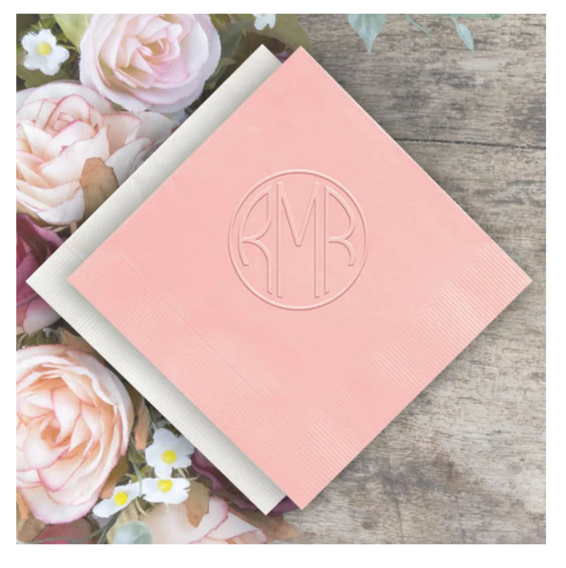 50pcs Personalized Wedding/Party Monogram Napkins - Embossed - Made In The USA - 100/Set, Cocktail Napkins, Custom Napkins, Part