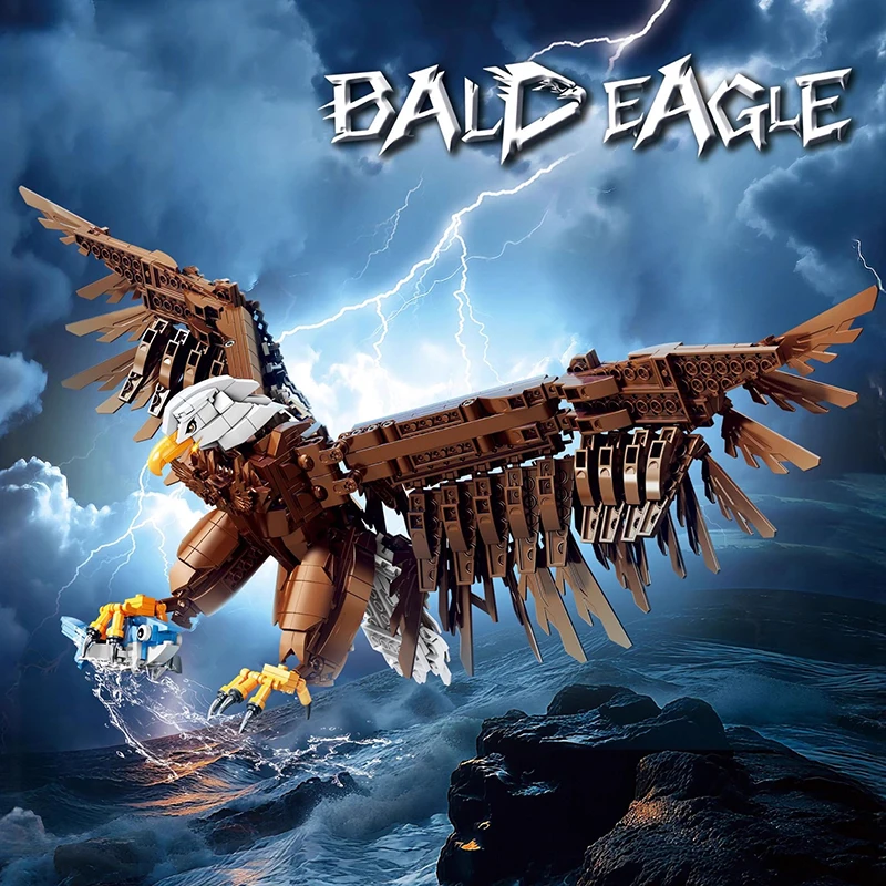 

1214pcs Creative Animal Tiercel Building Blocks MOC Bald Eagle Model Bricks Kit Home Office Decor Boys Kids Toy Gift Educational