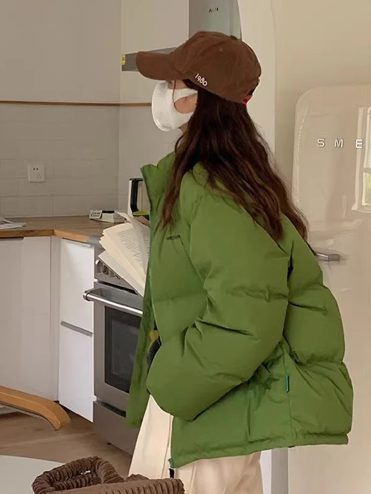 

Мужская зимняя утепленная куртка из хлопка с вышивкой, воротником-стойкой и объемными рукавами, в корейском стиле, для пар.