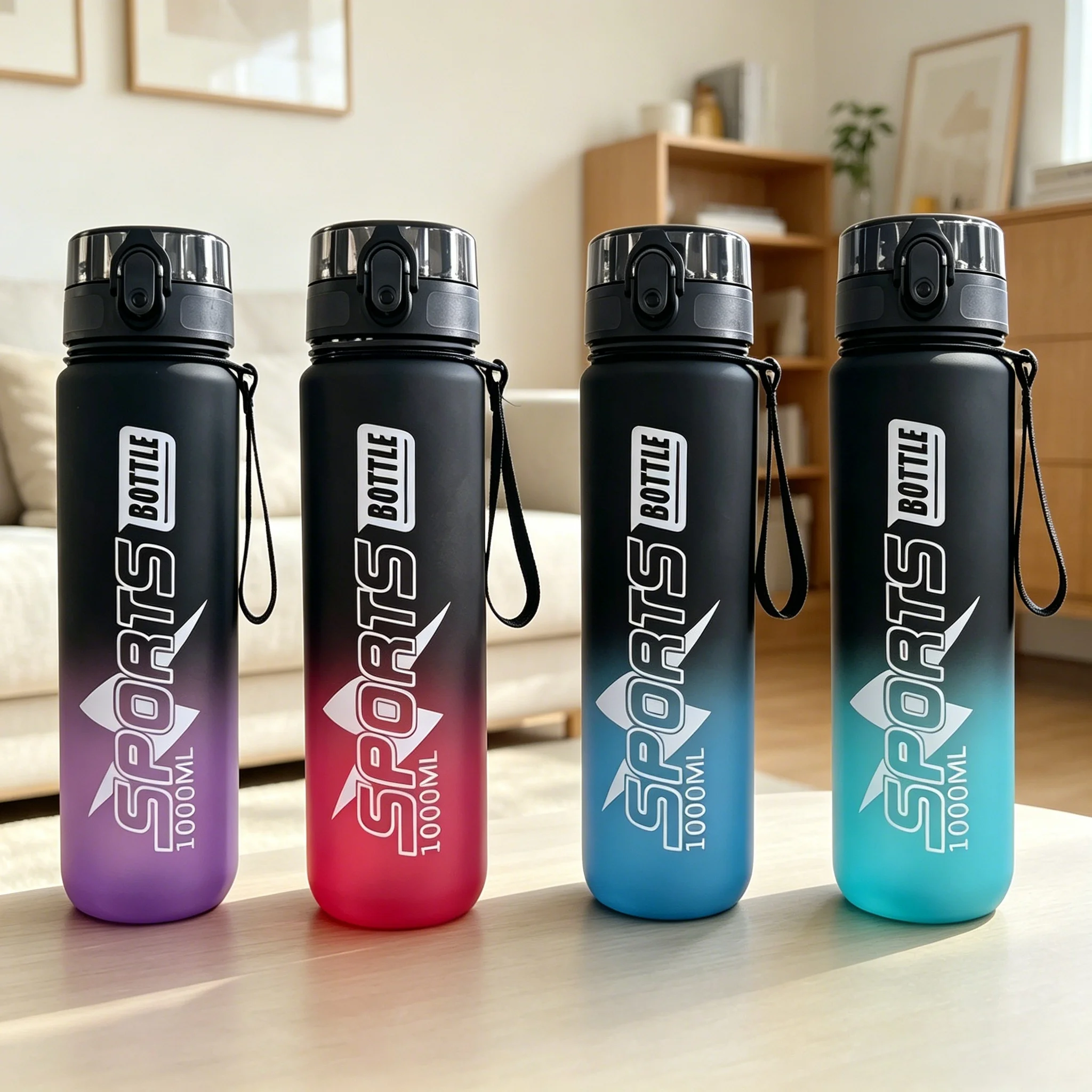 1000ML Plastic Sports Cup with a Large Capacity, Portable And Drop-Resistant Water Bottle Featuring a Handle for Easy Carrying