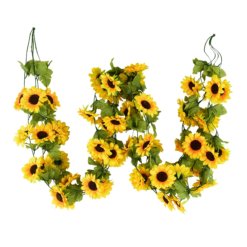 

1.9m Yellow Silk Sunflower Vine Artificial Sunflowers Vines Decor Flower Rattan For Wedding Easter Party Decorations For Home