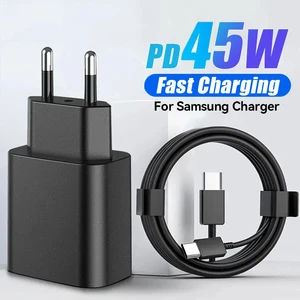 USB C charger Fast loading 45W for Samsung S23 S24 PD Quick load for Galaxy Plus USB Cable Type C Mobile Phone Wall Charger 12 Main Sales Charger 45W - №1