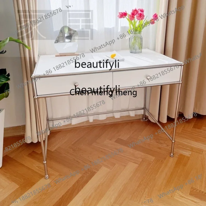 

Тумба-комод zq1Nordic из нержавеющей стали, современный простой туалетный столик с ящиками, письменный стол