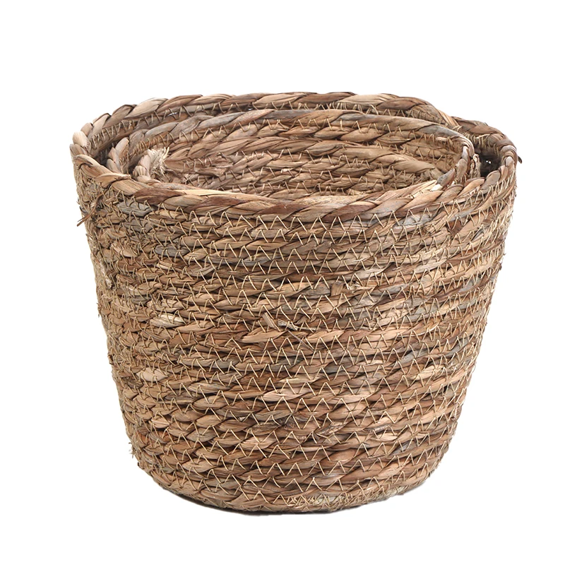 Seaweed Handmade Woven Storage Basket Straw Basket Indoor Outdoor Flower Pot Plant Container Home Living Room
