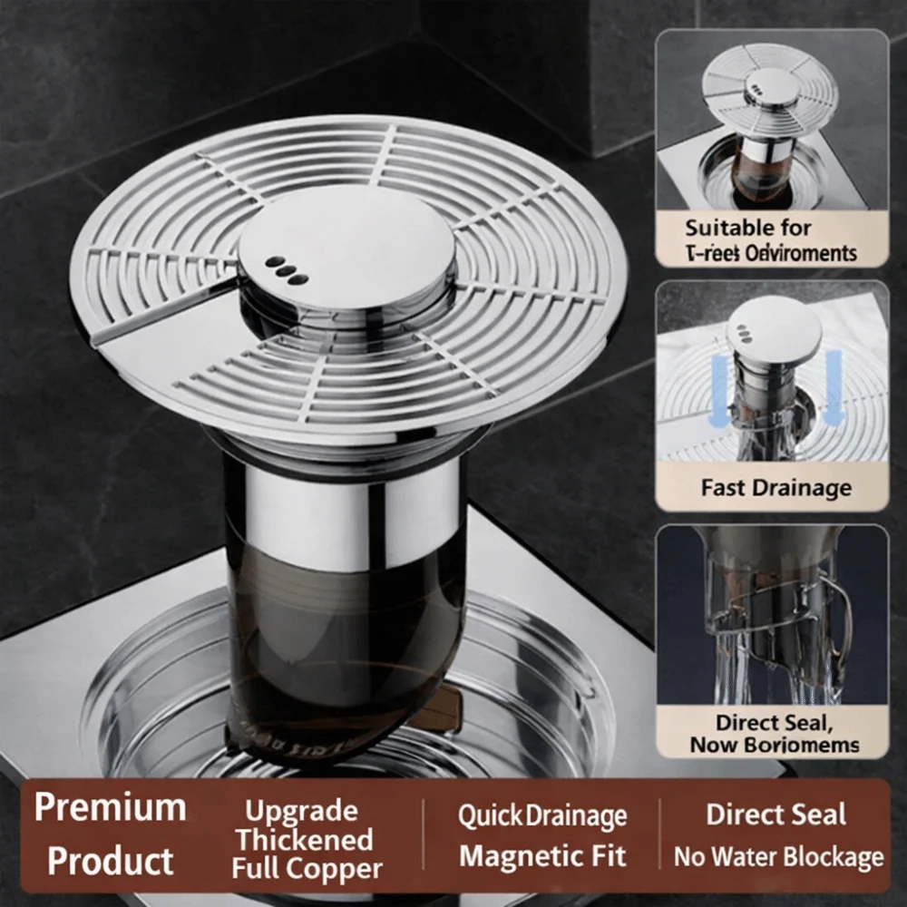 Self-draining Floor Drain Core Universal Anti-Odor Hair Removal Filter Anti-Clog Floor Drain Filter Mesh for Household Bathroom
