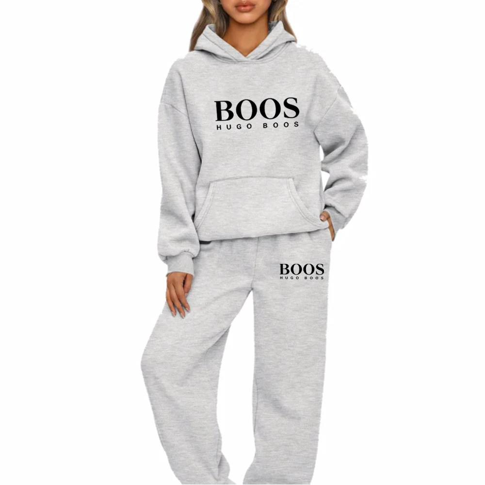 

Womens Hooded Pant Sets Fashion Casual Hot Sales Hooded set High Quality Print OutfitsClothing MacaronColor Tracksuit S-3XL