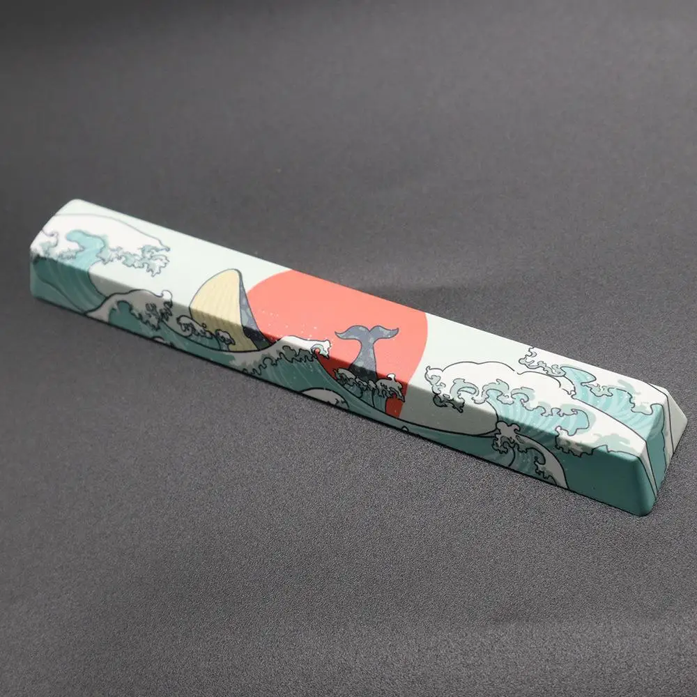 メカニカルキーボードのpbtキーカバーの交換、DIYキーキャップ、スペースバー、esc、seawave、sun、whaleパターン、修理アクセサリー、2個