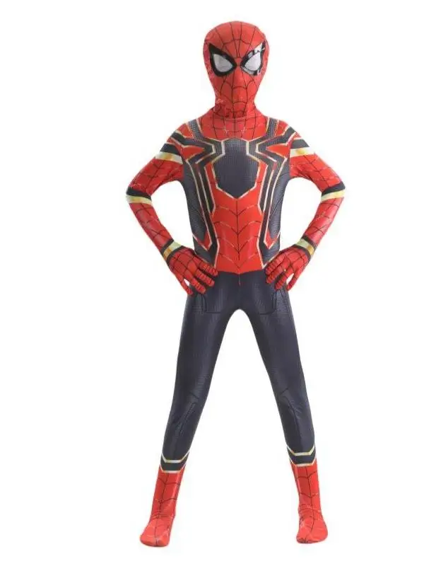 ชุดคอสเพลย์สไปเดอร์แมนสำหรับเด็ก ชุดรัดรูปสำหรับฮาโลวีน ชุดฮีโร่ไมล์ส วัสดุ PU สำหรับการแสดง