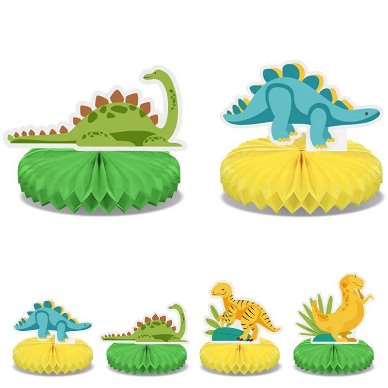 

4 Pieces Dinosaur Honeycomb Centerpiece Dino Birthday Party Table Decoration Jungle Theme Party Shower Party Supplies for Boys