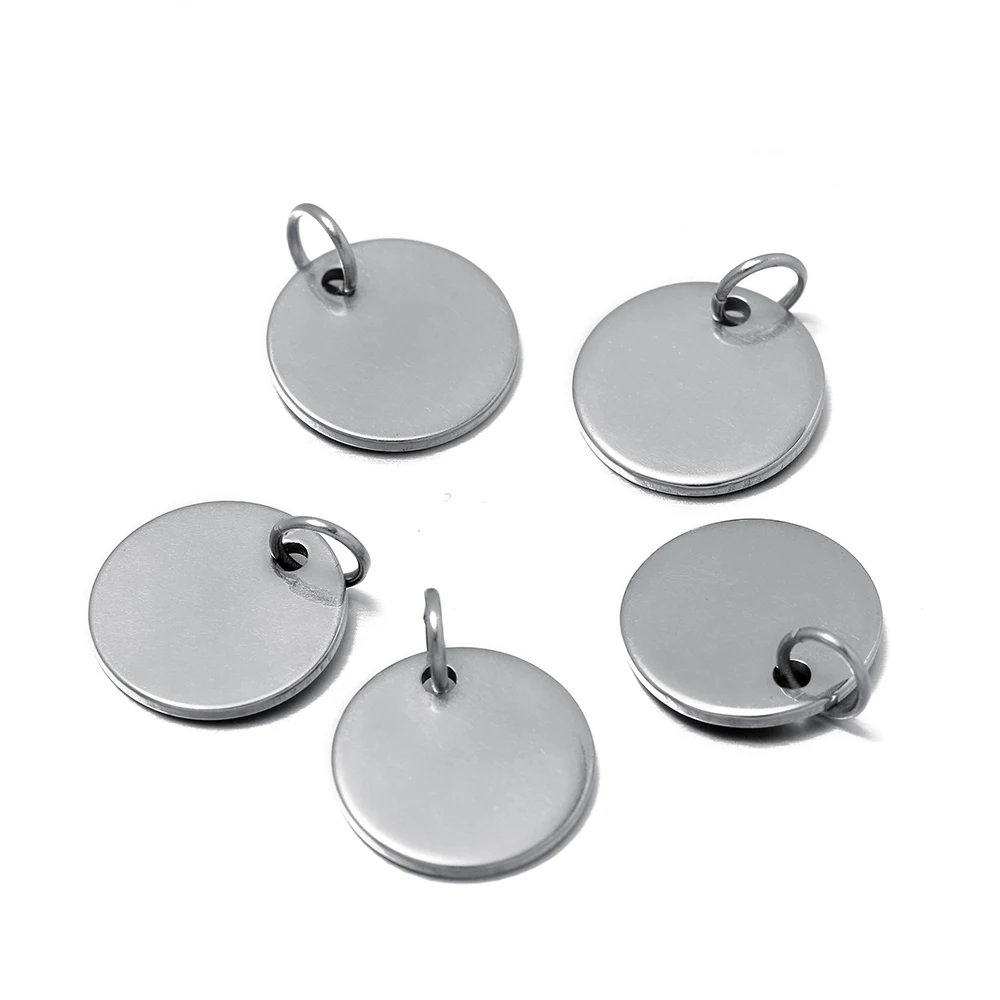 10Pcs Stainless Steel Charms With Jump Ring Dog Tag Heart-Shaped Water Drop Oval Blanks Pendant Charms For DIY Jewelry Making