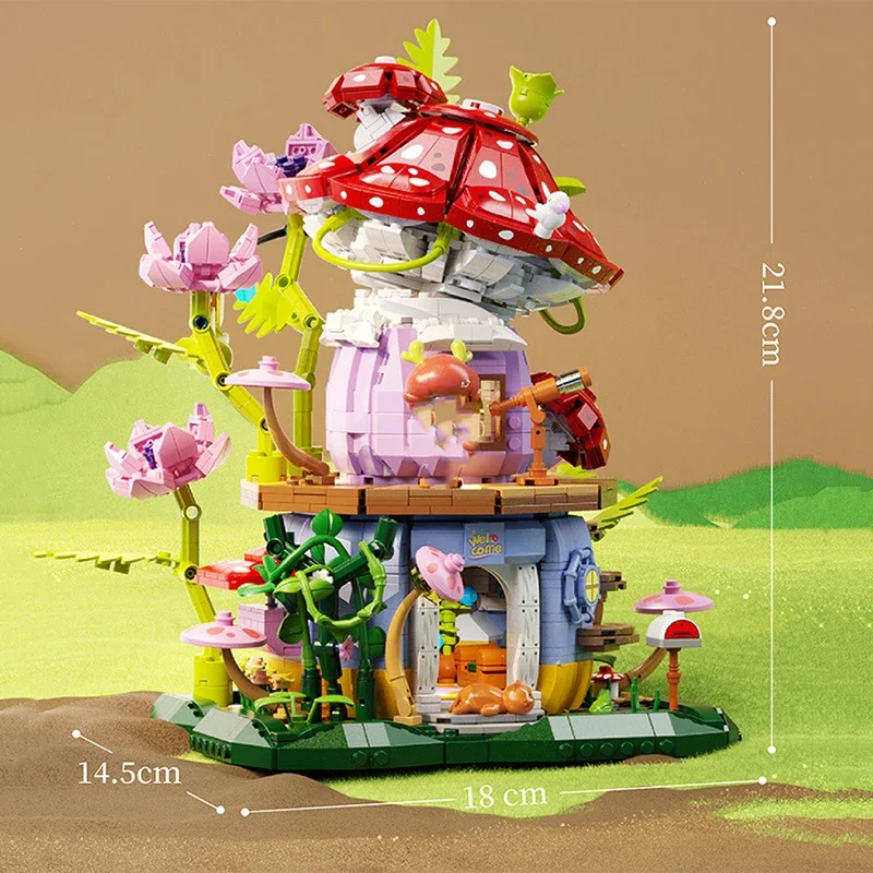 Flowers Carrot House Mushroom House Mini Building Blocks Carrot Forest House Bricks Set With Lights Children\'s Toys Gifts