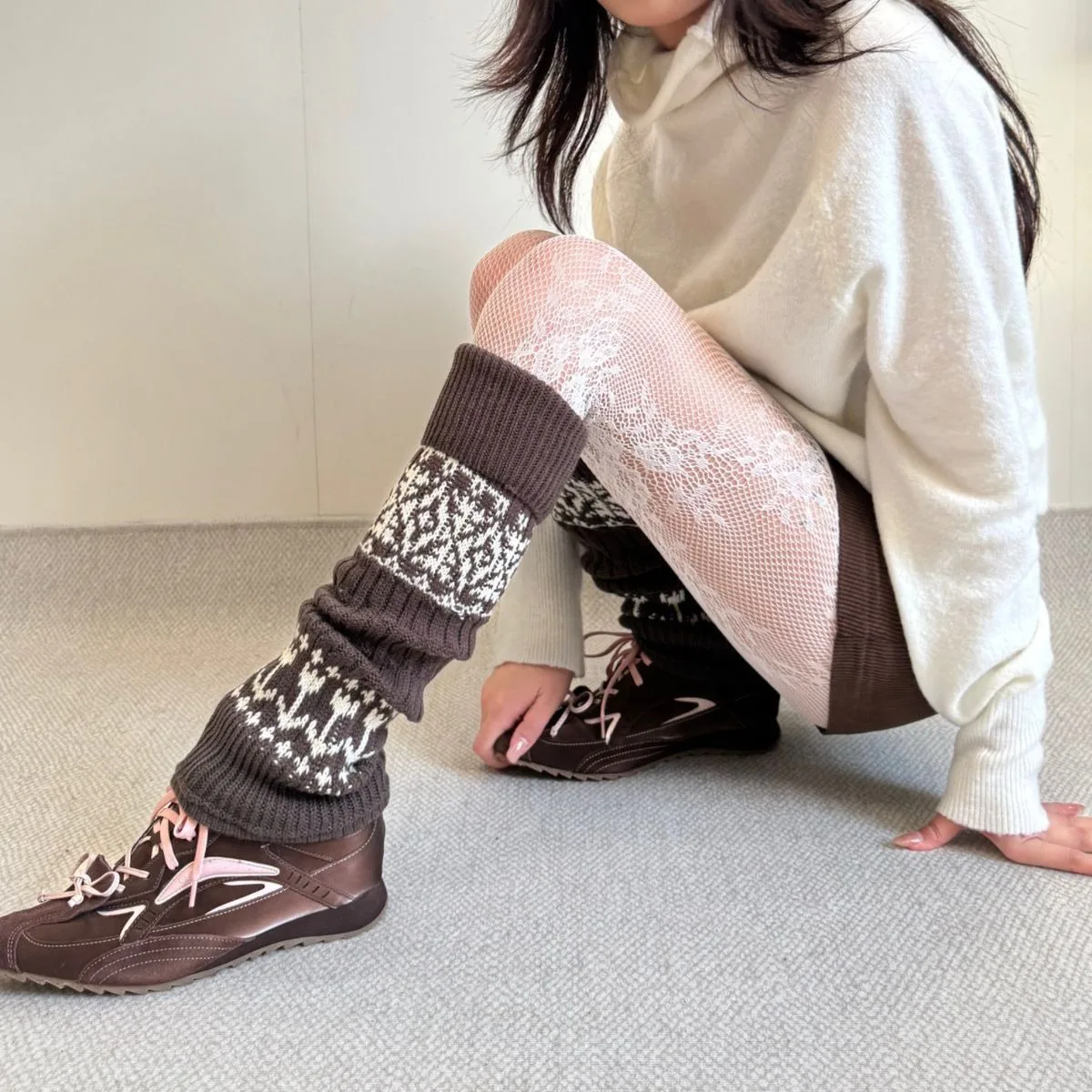 Soft Matching Shoes Knitted Mid-Calf Socks Long Tube Thick Long Tube Socks Keep Warm Knitted Foot Cover Sock liner Winter