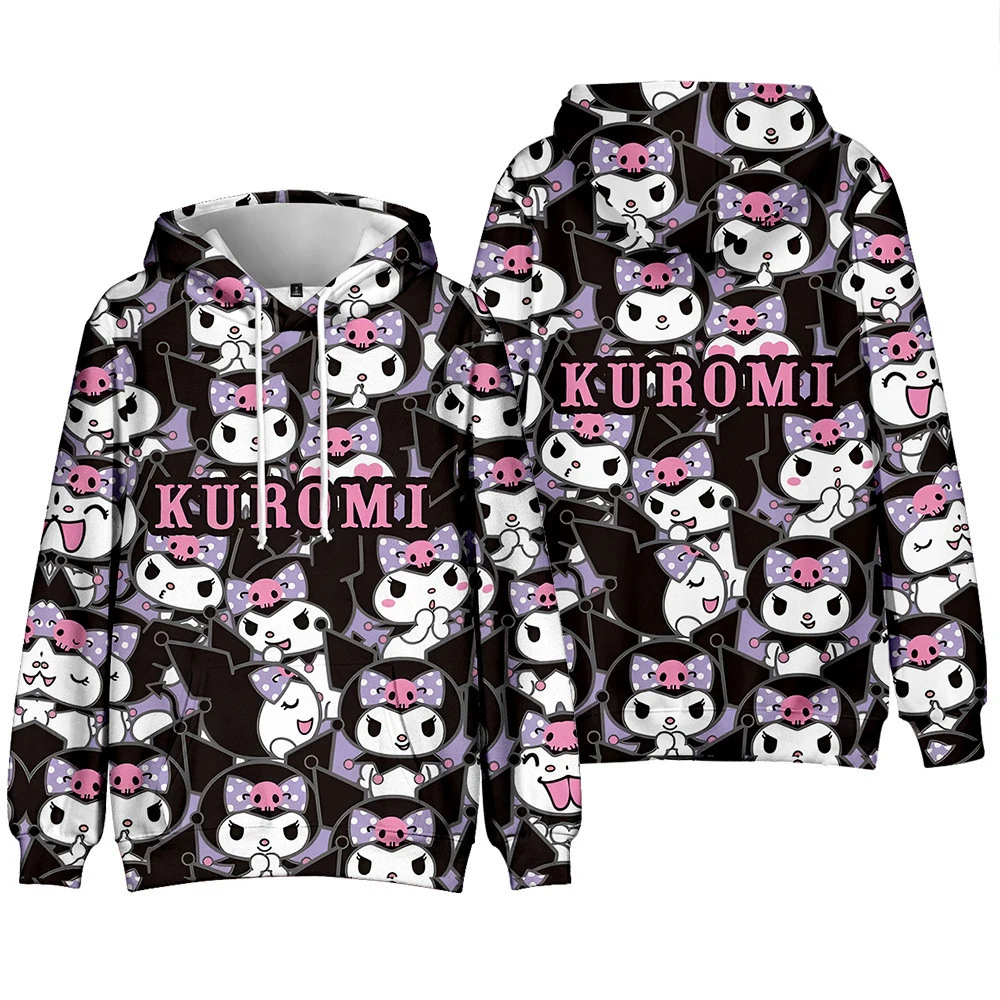 MINISO Girls Anime Cute Kuromi 3d Printed Hoodies Girl Long Sleeve Hooded Sweatshirt Girls & Women Lovely Pullover Tops Clothing