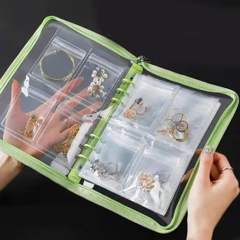 

Transparent Travel Jewelry Storage Book Earring Holder Case Zippered Prevent Lost Earrings and Messy Necklaces