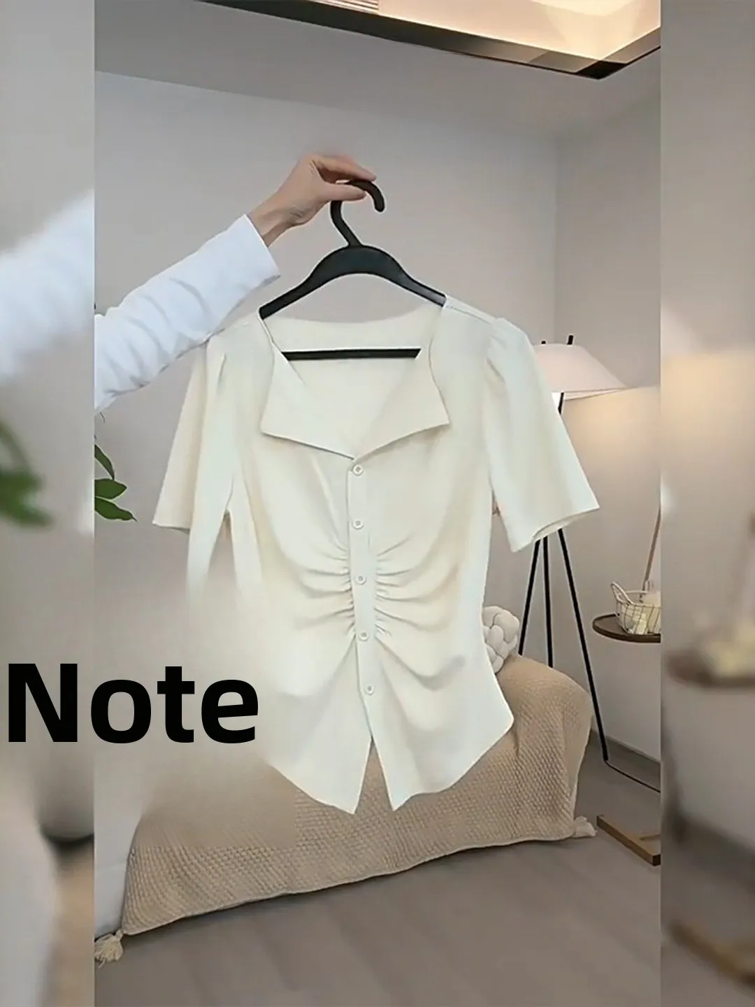 Fashionable Short Sleeve T-Shirt Women's Summer plus Size Slimming Irregular V-neck Top Korean Style Commute Wind Regular Thi...