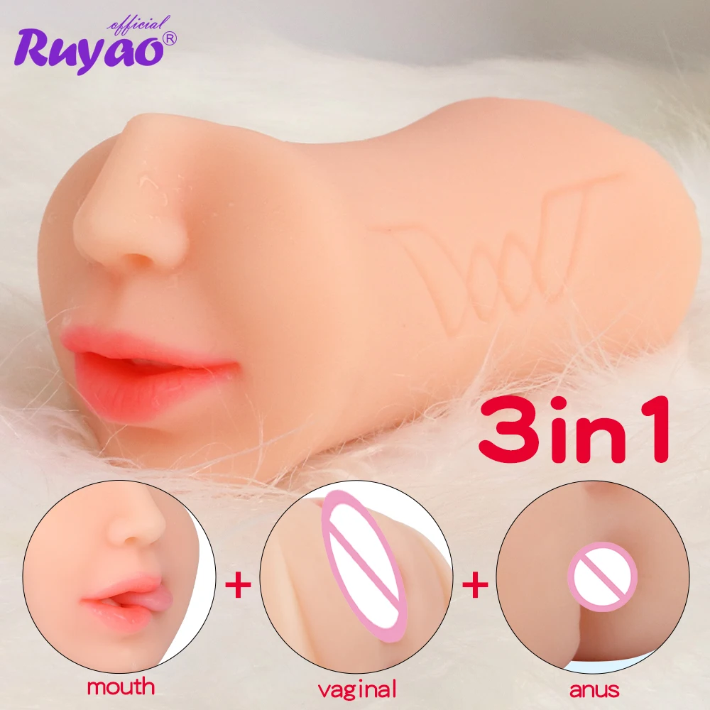 3 In 1 Vagina Stick Male Masturbator Sex Toys For Men Realistic Artificial Rubber Pussy Masturbation Blowjob Sexitoys Adults 18