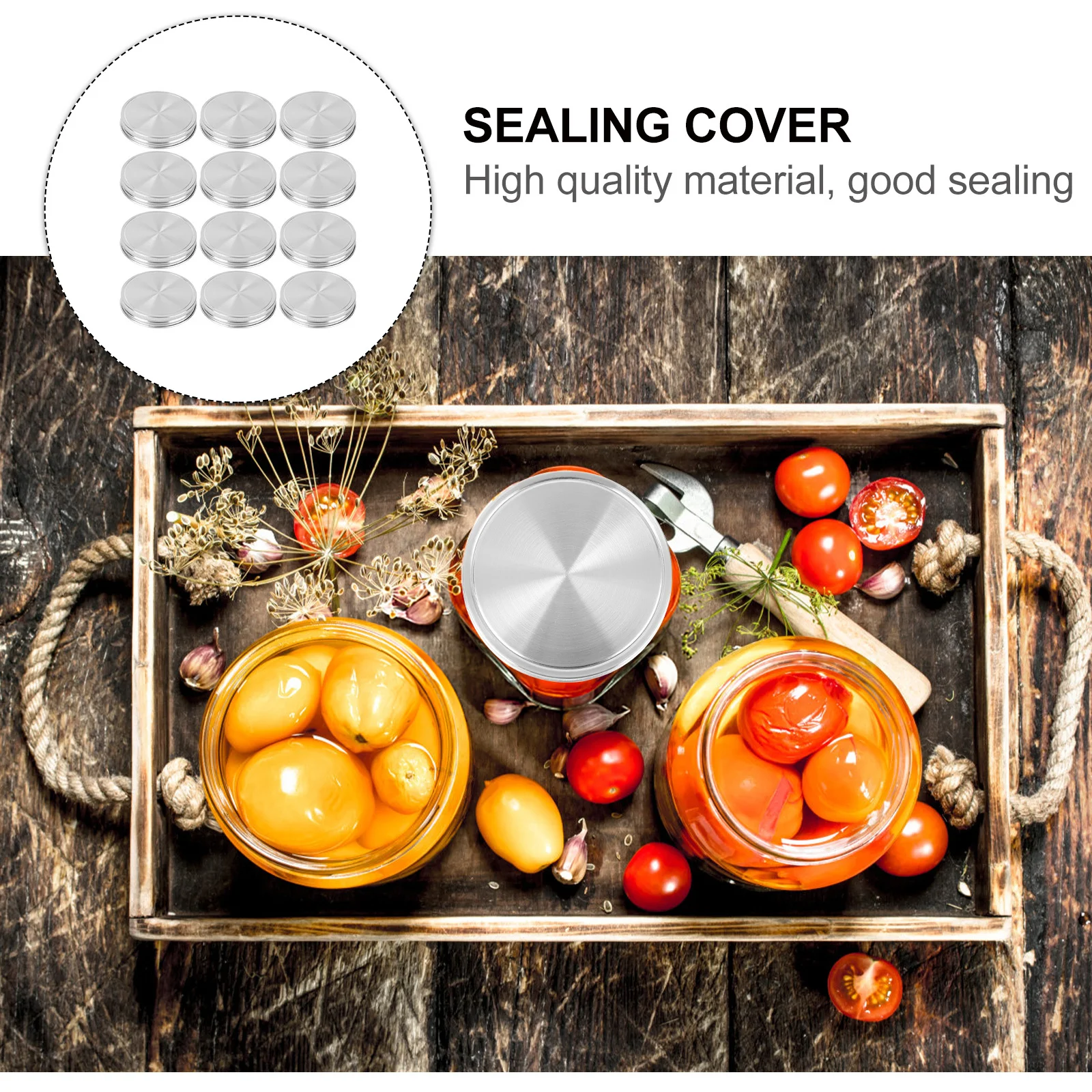 

12 шт. герметичная крышка для банок из нержавеющей стали, герметичная крышка, уплотнительная крышка для домашнего использования, подходит для банок с широким горлышком, герметичная крышка