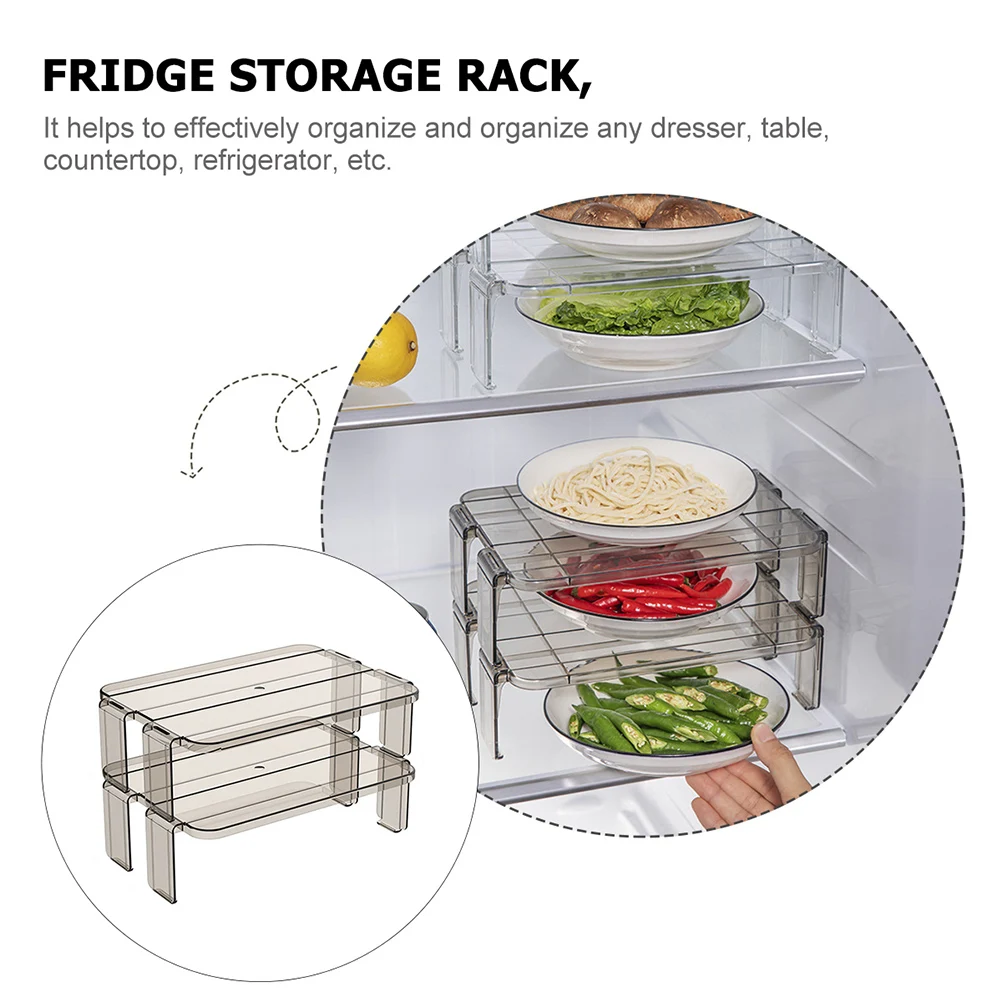 

2 Pcs Multi-layer Refrigerator Shelf Storage Shelving Rack Plastic Organizers Fridge