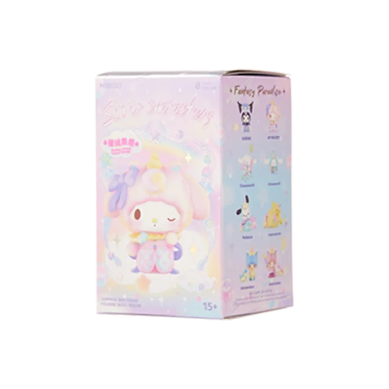 MINISO-Personagens Sanrio genuínos, Caixas para cegos, Minha melodia, Kuromi, Ornamento de mesa, Série Fantasy Paradise, Brinquedo infantil, Presente de aniversário