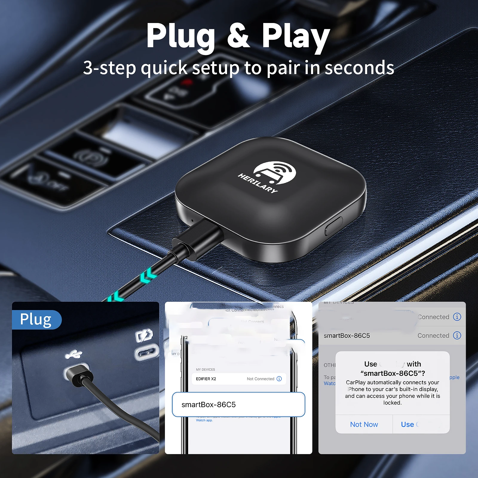 Birgus Wireless Apple IOS CarPlay Adapter Bluetooth Wifi Connection For Audi Mercedes Bluetooth Car Accessories