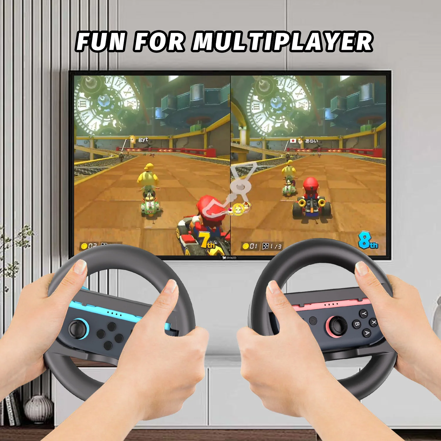 RGEEK 2 قطعة عجلة القيادة لنينتندو سويتش 2 Joy Con تحكم Joycon 2 عجلة سباق قبضة اليد لماريو كارت 8 ديلوكس