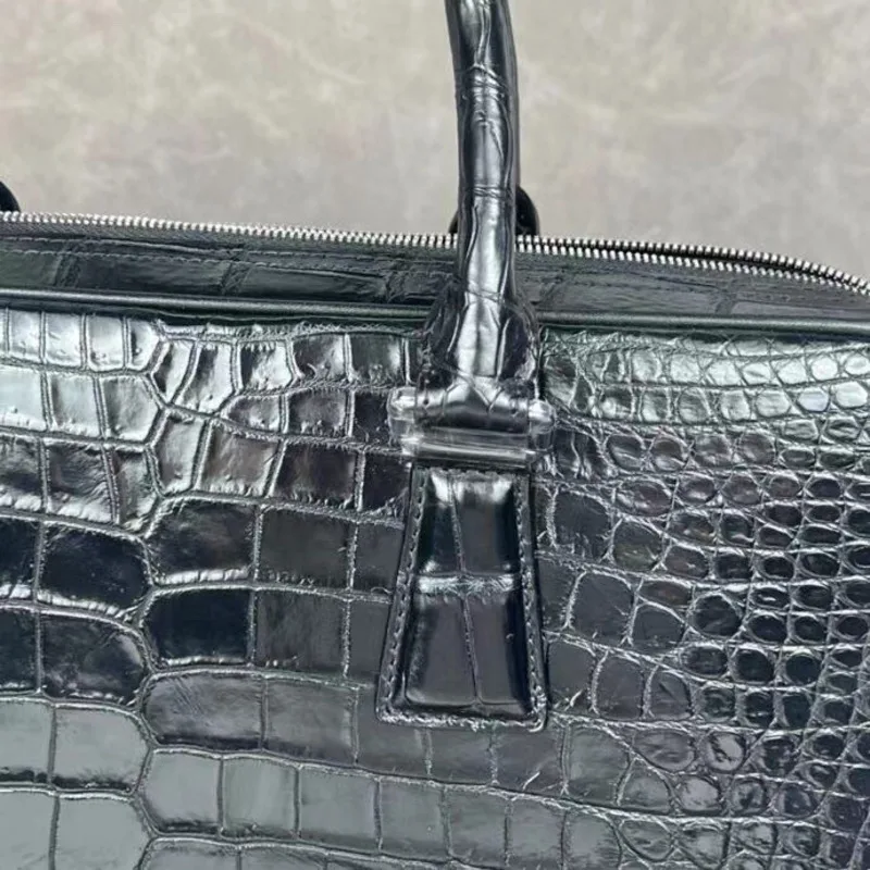 New Men's Briefcase Casuals Versatile Real Crocodile Belly Handbag Fashionable Trendy Black Business Bags Leather Men Briefcases