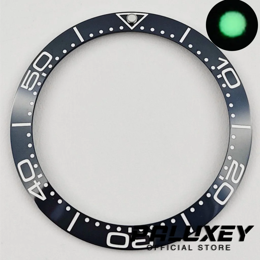 Schräge Form, 38 mm x 30,6 mm, hochwertige Taucher-Lünetteneinlage aus Keramik/Aluminium, 1 Stück, für NH35 NH34 NH36 GMT Automatikuhren-Lünette