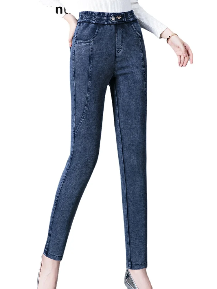 

Winter High Waist Plush Lined Denim Pants Big Size 5xl Ankle Length Pencil Jeans Thicken Vintage Vaqueros Warm Kot Pantolon 80kg