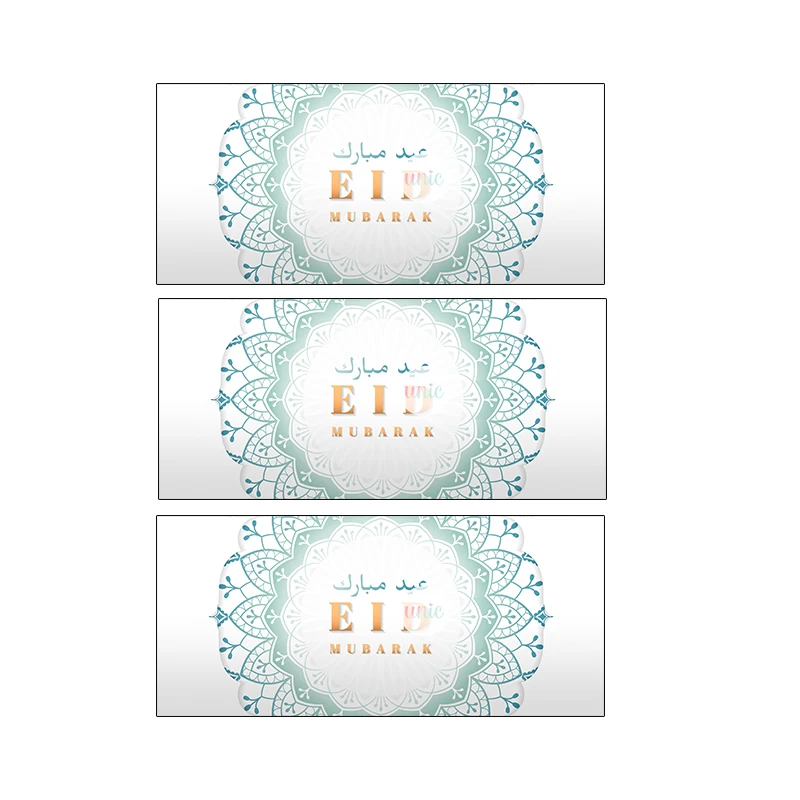 24pcs 4*9cm Eid Mubarak /Ramadan Kareem Sealing Labels Decor Ramadan Mubarak Packaging Stickers Muslim Islamic Festival Decor