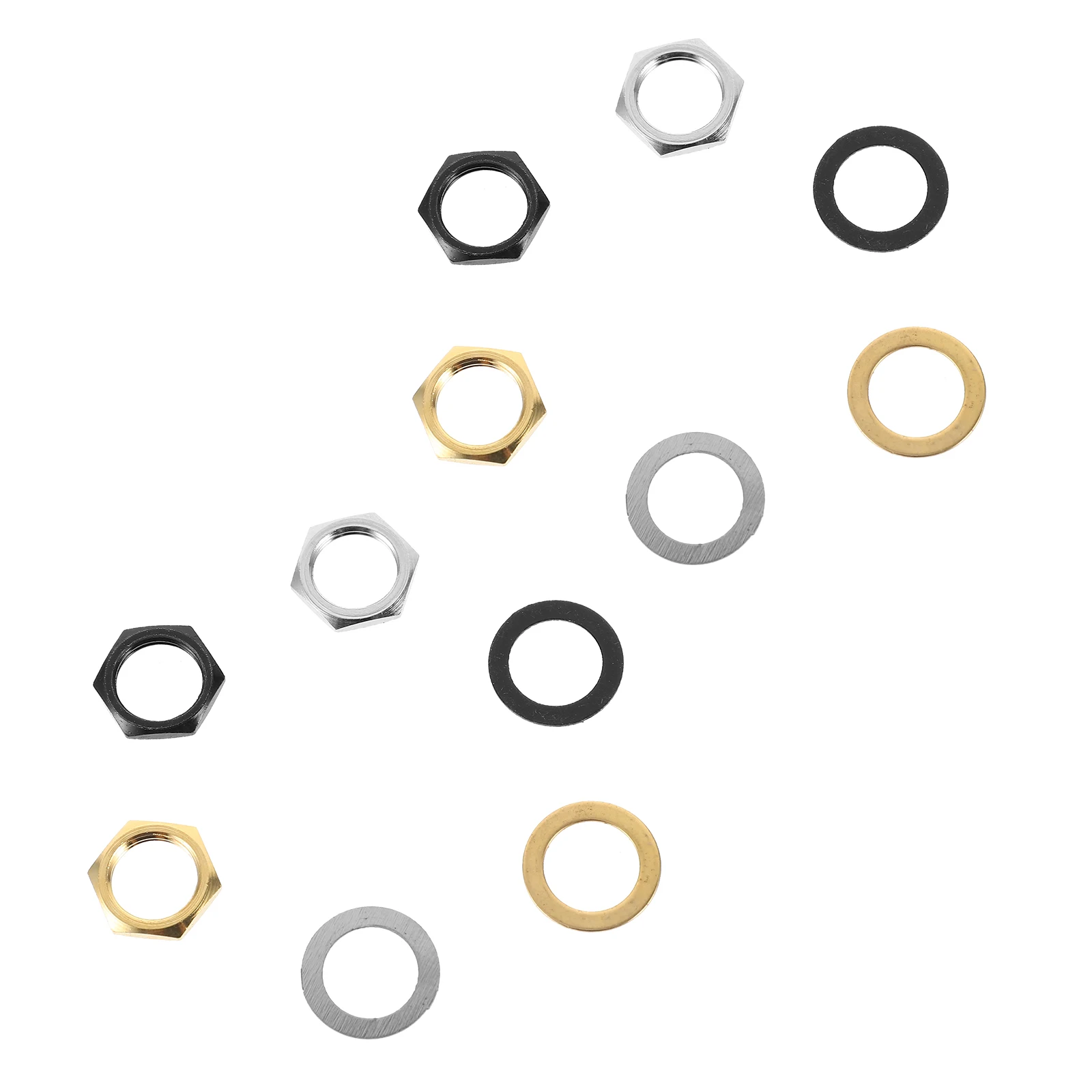 

12 Sets 3/8 Inch Guitar Bass Input Jack Socket Nuts Washers 9 36MM Metal Guitar Parts Electric Instruments Durability Easy