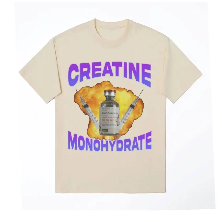 Creatine Monohydrate Funny Meme Graphic T Shirt Men\'s Women Fashion Vintage T-shirts 100% Cotton Short Sleeve Oversized T-shirt