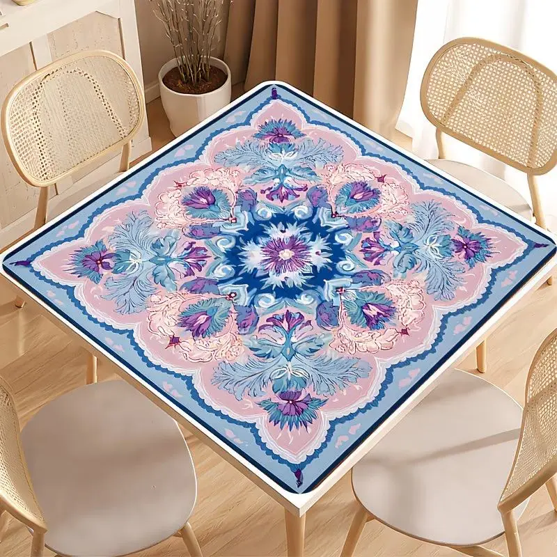 Bohemian Mandala Retro Printed Mahjong Table Mat Anti-Slip Noise Reduction for Card Game Table Playing Room Home Decor