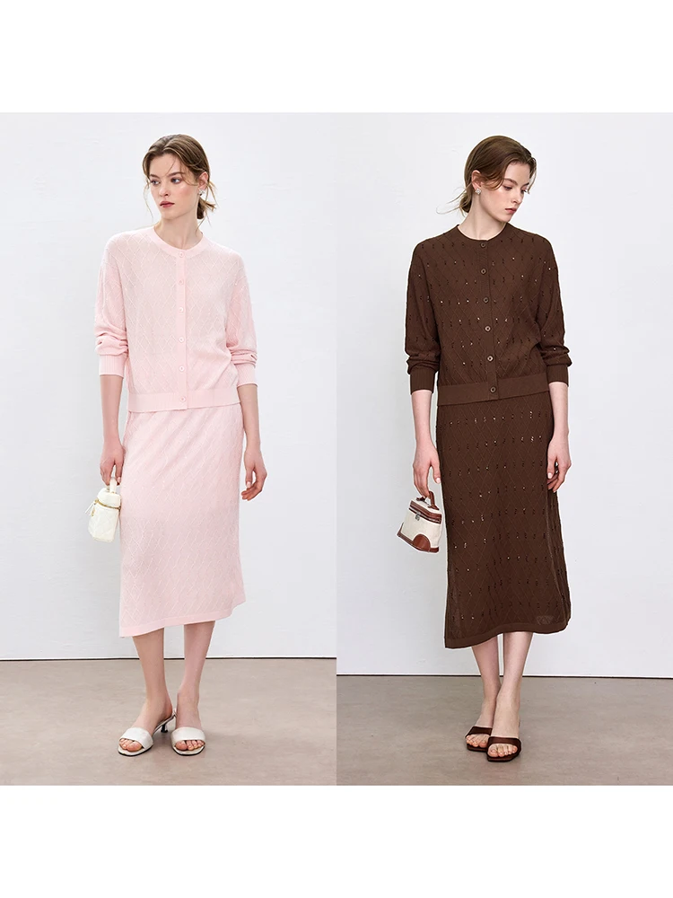 

Ningxia Yijian Embroidered Silk Tunic Top Beaded Vest Half Skirt Three Piece Set Long Sleeve round Neck Spring Autumn Winter