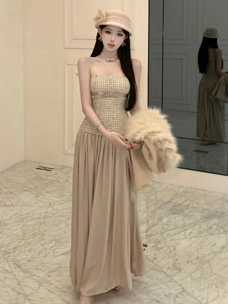 새로운 여성 시크 섹시 체스트 랩 슬림 맥시 롱 드레스 우아한 여성 정장 칵테일 파티 드레스 빈티지 패션 의류