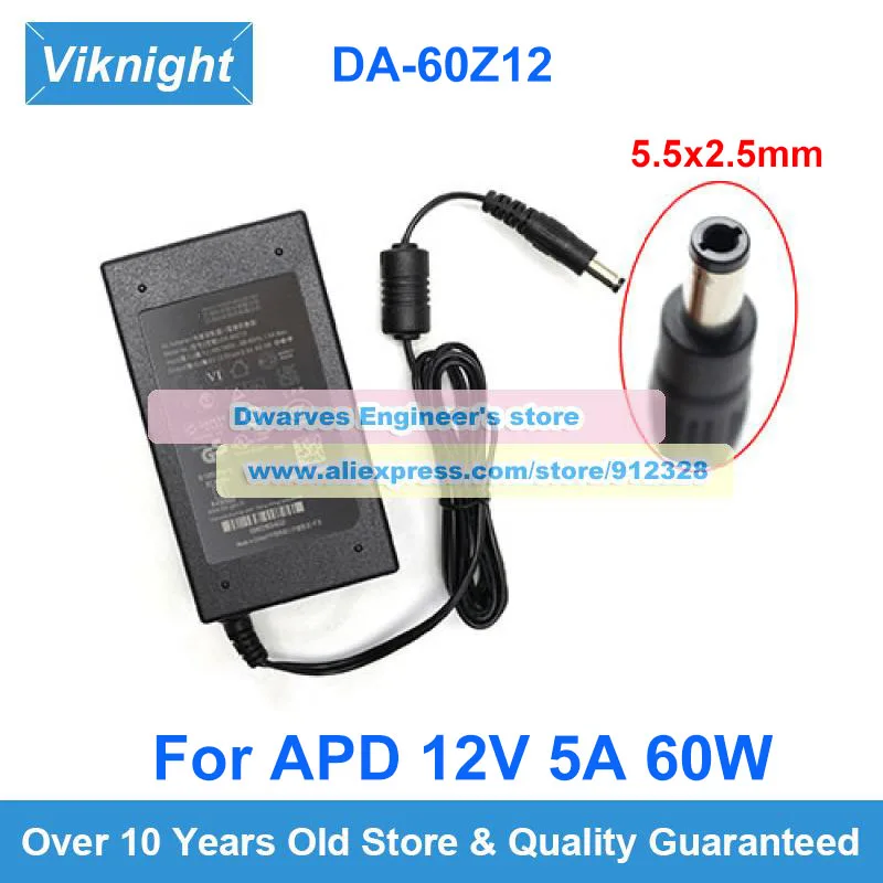 

Genuine 12V 5A APD ADAPTER DA-60Z12 DA-60M12 DA-60W12 CT8620 CT8685 8685DVB Charger For G-RAID 8TB LINKSYS AC4000 AC5400 ROUTER