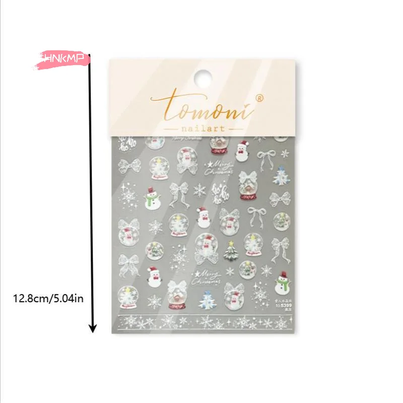 1 قطعة عيد الميلاد ثلج الشتاء مسمار الفن ملصقات الأبيض كريستال الكرة زخرفة نمط جديد لتزيين الأظافر احتفالي #6