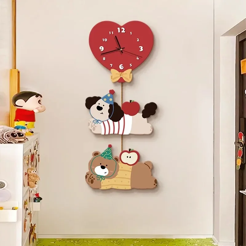 

Kids Painting Wall Clock Design Quality Display Girly Living Room Art Clock Cute Bedroom Dachshund Wanduhr Wall Decoration