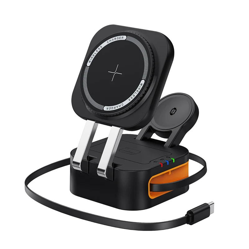 

Luxmoc Retractable Cable 3-In-1 Wireless Charger Folding Magnetic Stand Charging For Apple Mobile Phone Headset Watch