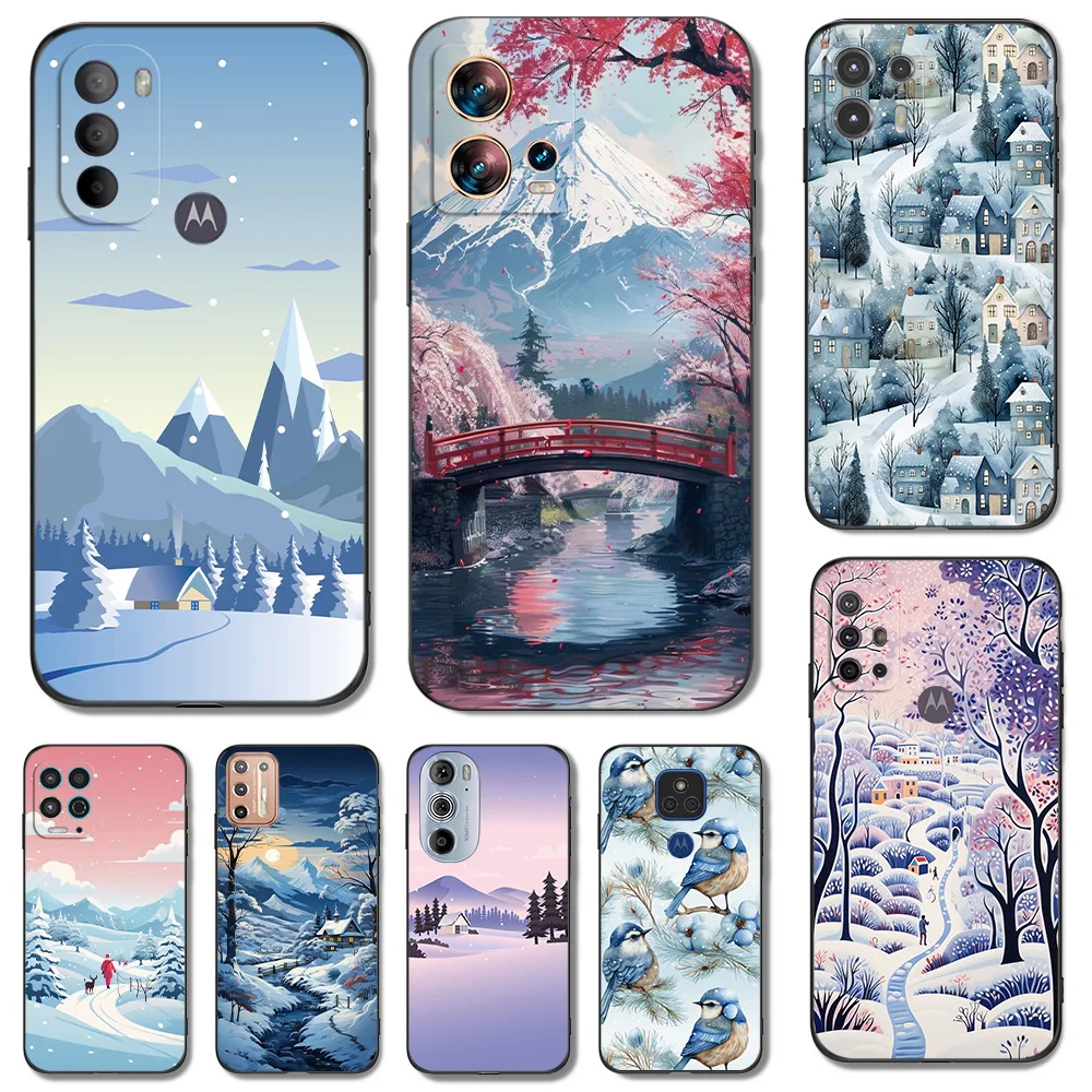 Black Tpu Case For Motorola Moto G14 G04 G24 G34 G54 G84  Phone Cover Winter