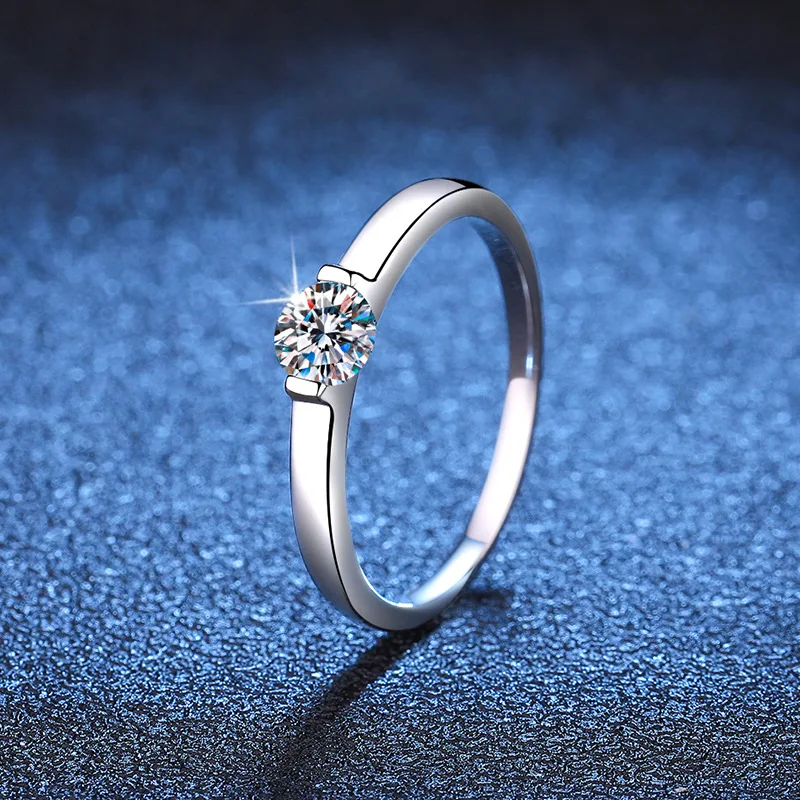 Trumium 0.5ct D Color VVS1 Moissanite Rings for Women 925 Sterling Silver Engagement Wedding Band Fine Jewelry With Certificate