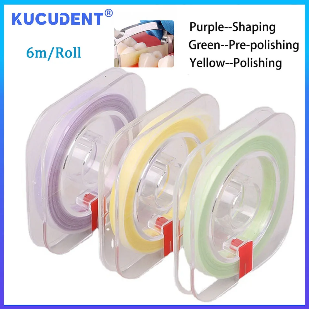 KUCUDENT 6m/Roll Dental Resin Polishing Strips Polisher Sanding Grinding Teeth Interproximal Oral Cleaning Tools 6m*4mm