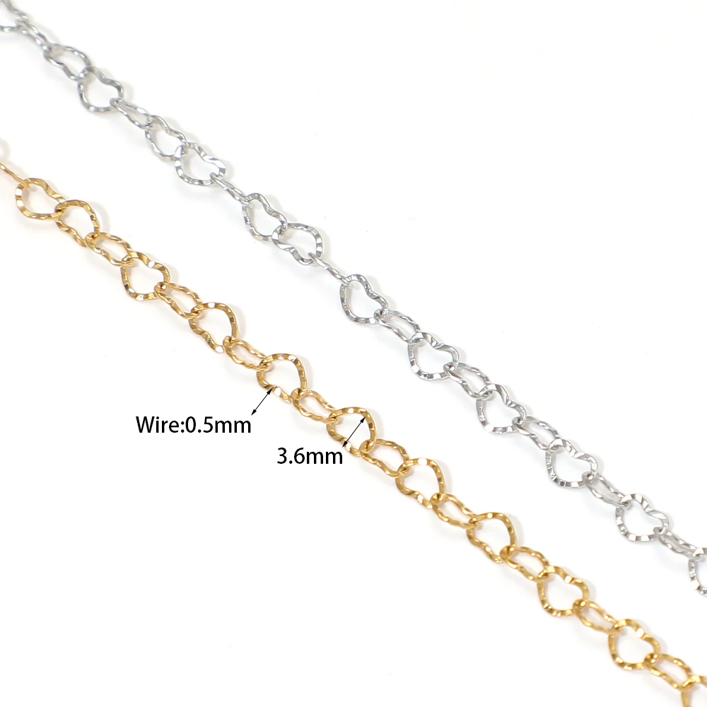 2 Meter 18K vergoldete Edelstahl-Herzgliederketten für DIY-Schmuckherstellung, Halsketten, Armbänder, Fußkettchen und Zubehör – Detail 1