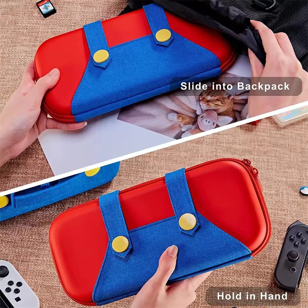 Estuche de Almacenamiento EVA Compatible con Nintendo Switch/OLED, Estuche de Transporte Portátil y Bonito con Capacidad para 10 Juegos para Mario