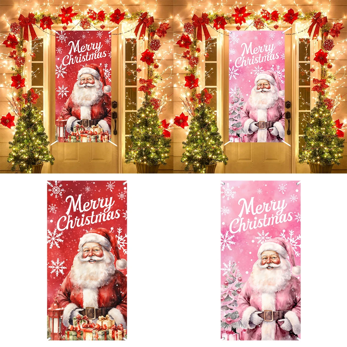 Christmas Hanging Flag Christmas Decoration For Home 2024 Xmas Door Banner Porch Sign Ornament Navidad Natal New Year Gift 2025