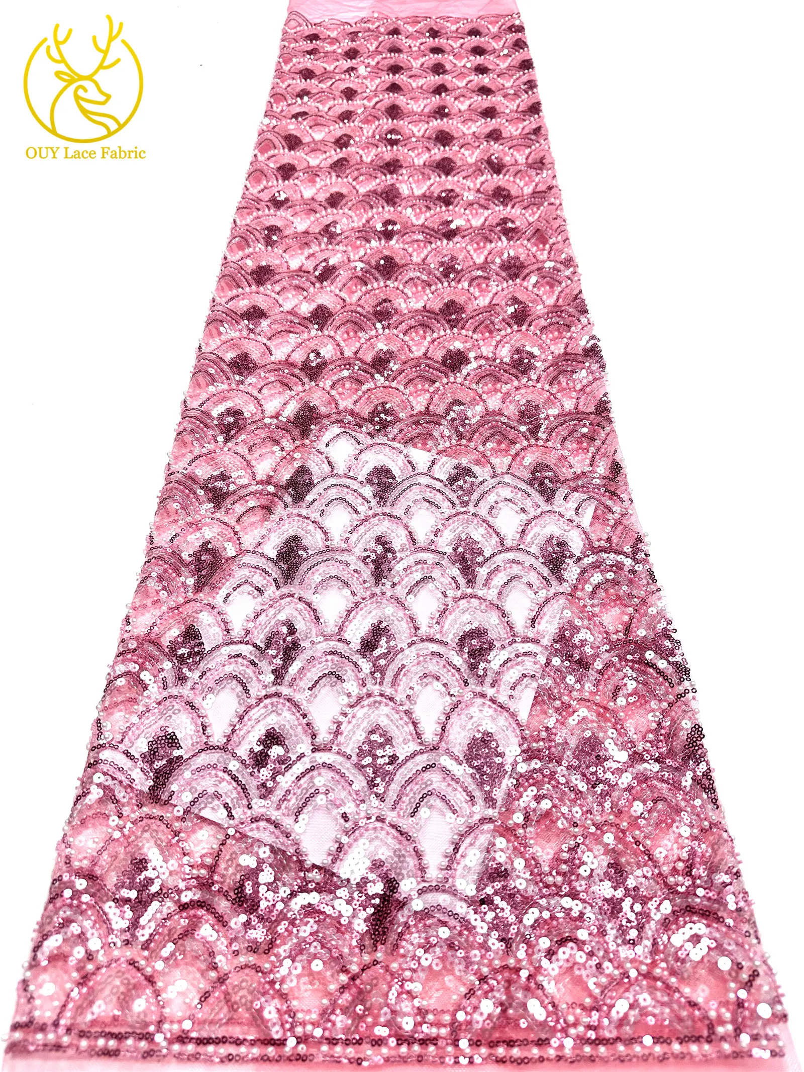 2026 Luxuriöser Afrikanischer Perlen-Spitzenstoff 5 Yards Hochwertiger Nigerianischer Französischer Pailletten-Tüll-Spitzenstoff Ideal für Hochzeiten und Bankette – Detail 21